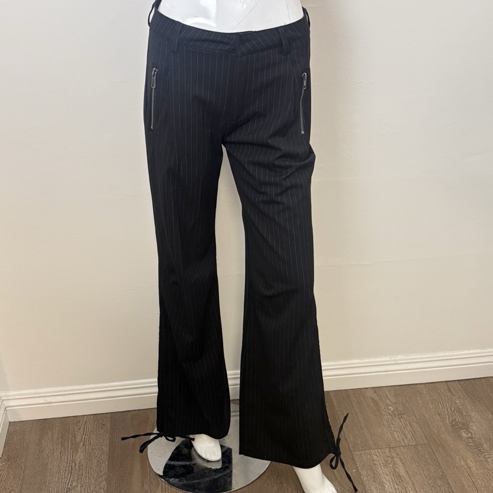 Dolls Kill Black Pinstripe Flared Trousers